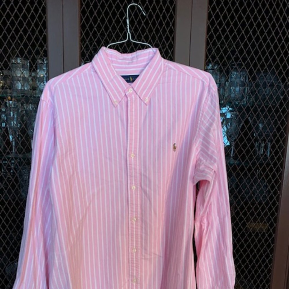 Polo Ralph Lauren Pink Stripe Oxford Cloth XL